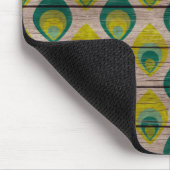 Peacock Pattern on Wood Mousepad Muismat (Hoek)