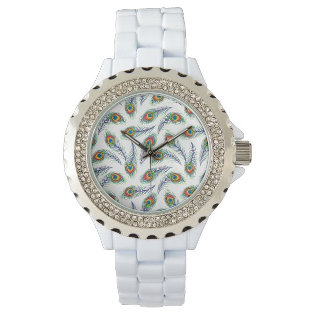 Peacock Pattern Print Watch Horloge (Voorkant)