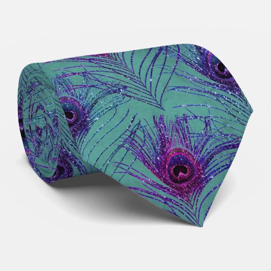 Peacock Peacock Feathers Blue Stropdas Necktie (Opgerold)