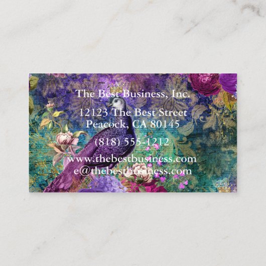 Peacock Peacocks Carte de visite coloré (Dos)
