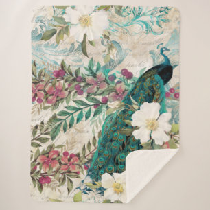 Peacock Peacocks Large Sherpa Blanket Deken