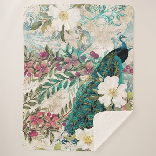 Peacock Peacocks Large Sherpa Blanket Sherpa Deken (Voorkant)