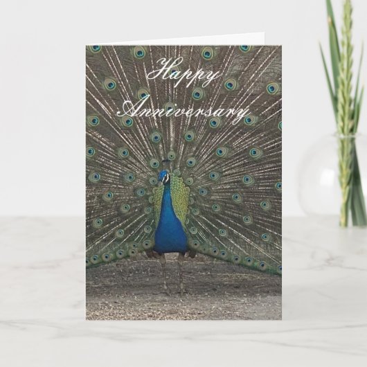 PEACOCK PHOTO ANNIVERSARY GREETING CARD KAART (Voorkant)
