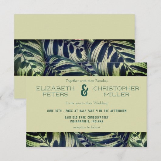 Peacock Plant Conservatory Wedding Invitation II Kaart (Voorkant / Achterkant)