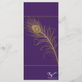 Peacock Pluim in Goud en Paarse Plum Menu (Achterkant)