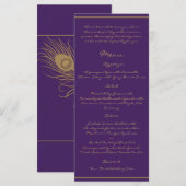 Peacock Pluim in Goud en Paarse Plum Menu (Voorkant / Achterkant)