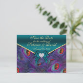 Peacock Plum turquoise Enregistrer la date Carte p (Debout devant)