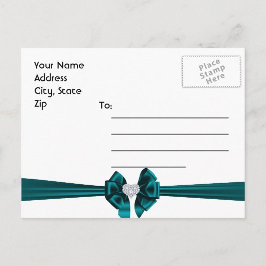 Peacock Plum turquoise Enregistrer la date Carte p (Dos)