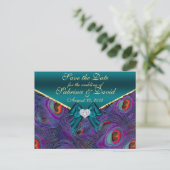 Peacock Plum turquoise Enregistrer la date Carte p (Debout devant)