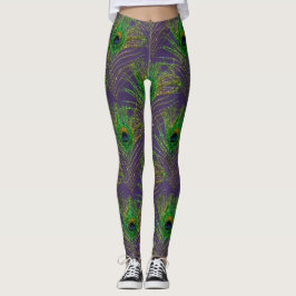Peacock plumage glitter leggings