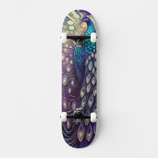 Peacock Plumage Skateboard (Voorkant)