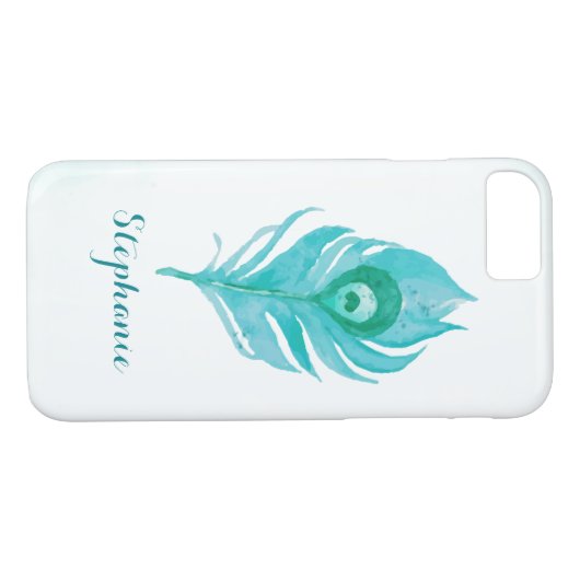 Peacock Plume Waterverf Case-Mate iPhone Case (Achterkant (Horizontaal))