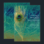 Peacock Plumes Bleu Turquoise Or Invitations exoti<br><div class="desc">Peacock Feather Blue Turquoise Gold Exotic Invitations. Éléments correspondants disponibles.</div>