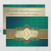 Peacock plumes d'élégantes invitations à un mariag (Devant / Derrière)