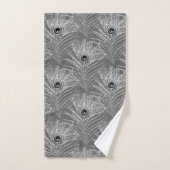 Peacock plumes élégant gris argent motif (Serviette à main)