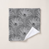 Peacock plumes élégant gris argent motif (Gant de toilette)