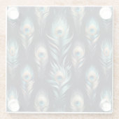 Peacock Plumes Glazen Onderzetter (Achterkant)