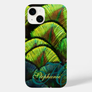 Peacock plumes gros plan aqua coque iphone