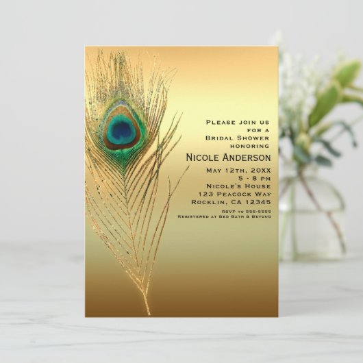 Peacock Plumes or Exotic Boho Chic Invitations (Debout devant)