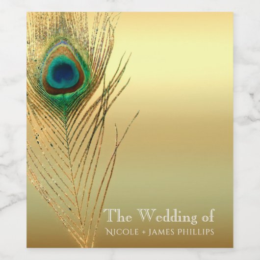 Peacock Plumes or Exotic Boho Chic WIne Étiquette (Étiquettes simples)