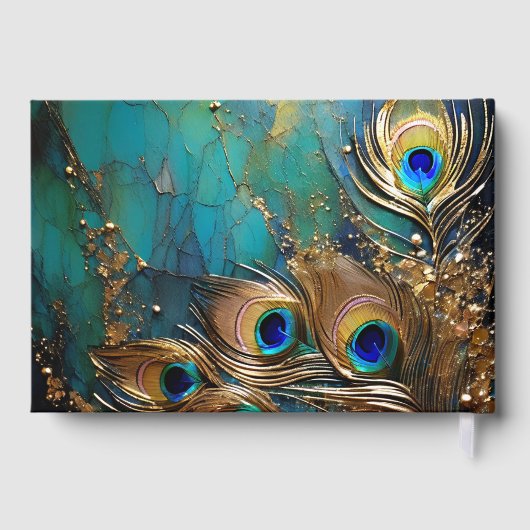 Peacock plumes panache feuille or dispersion marbr (Verso)