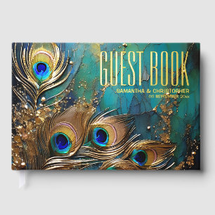 Peacock plumes panache feuille or dispersion marbr