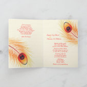 Peacock Plumes Rouge Mariage plié Invitation (Intérieur)