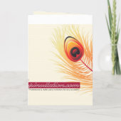 Peacock Plumes Rouge Mariage plié Invitation (Dos)