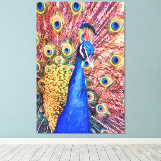 PEACOCK POWER SHOWOFF CANVAS AFDRUK (Insitu (Houten vloer))