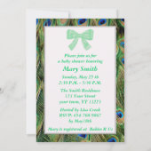Peacock Print Green Bow Baby shower Uitnodiging (Achterkant)