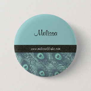Peacock Print Name Sjabloon Button/laptop pop Ronde Button 5,7 Cm
