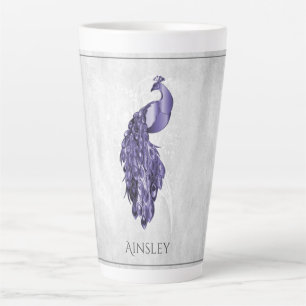 Peacock Purple Elegant Personnalisé Latte Mug