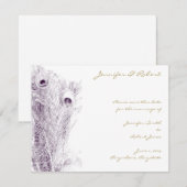 Peacock Regency in Paarse Save the Date Kaart (Voorkant / Achterkant)