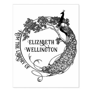 Peacock RND Lijst Art Nouveau Bibliotheek Boek Naa Rubberstempel