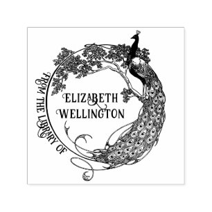 Peacock RND Lijst Art Nouveau Bibliotheek Boek Naa Zelfinktende Stempel