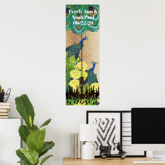 Peacock Roaring 20's Wedding Poster (Thuiskantoor)