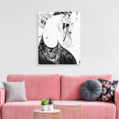 Peacock Rok Beardsley Art Nouveau Canvas Afdruk (Insitu (Woonkamer))