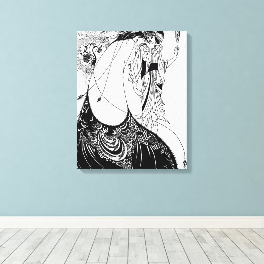 Peacock Rok Beardsley Art Nouveau Canvas Afdruk (Insitu (Houten vloer))