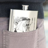 Peacock Rok Beardsley Art Nouveau Heupfles (Voorbeeld)