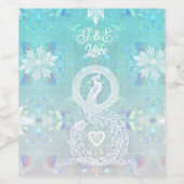 Peacock romantische bruiloft, hart en gepersonalis wijn etiket (Enkel label)