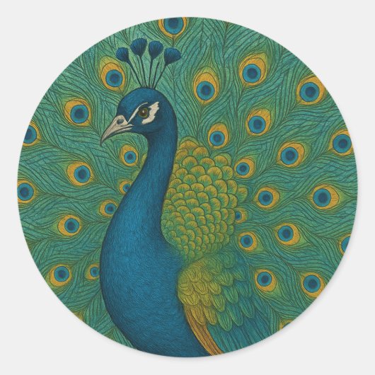Peacock Ronde Sticker (Voorkant)