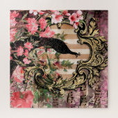 Peacock Roze Floral Sheet Muziek Legpuzzel (Horizontaal)