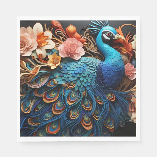 Peacock Rozen Elegant papier servetten (Voorkant)