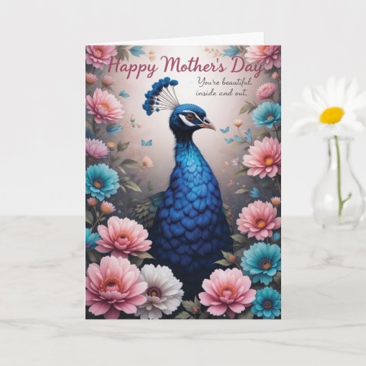 Peacock Rozen Moederdag Kaart (Kleine Plant)