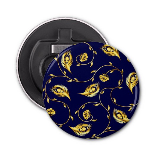 Peacock Sari Pattern Button Flesopener (Voorkant)
