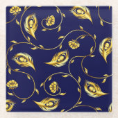 Peacock Sari Pattern Glazen Onderzetter (Voorkant)