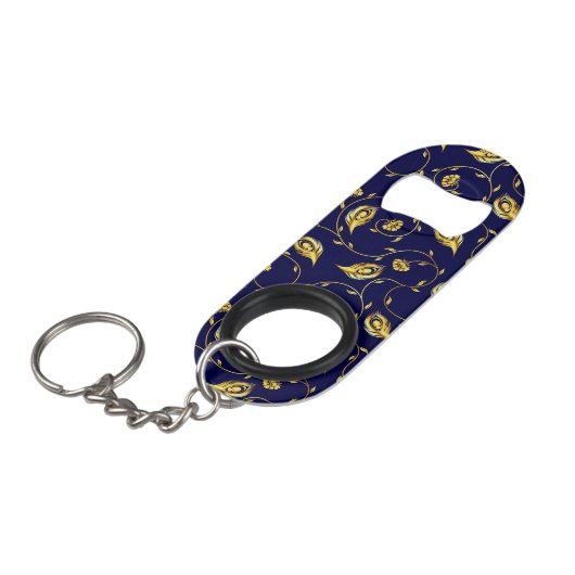 Peacock Sari Pattern Mini Flessenopener (Voorkant Gekanteld)