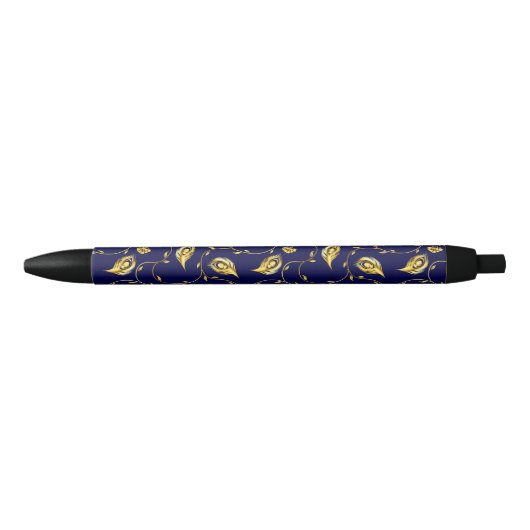 Peacock Sari Pattern Zwarte Inkt Pen (Voorkant)