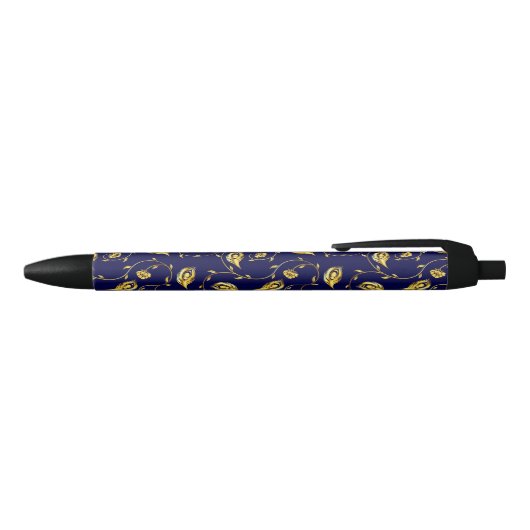 Peacock Sari Pattern Zwarte Inkt Pen (Bovenkant)