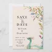 Peacock Save the Date, Wedding Invitation Kaart (Voorkant)
